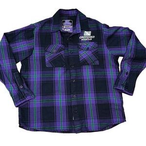 HOT LEATHERS FLM2011 MEN'S 'VOODOO' FLANNEL LONG SLEEVE shirt Sz L Crotched MTN